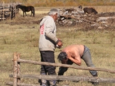 Poranna toaleta na stepie. Mongolia, Chentej 2010